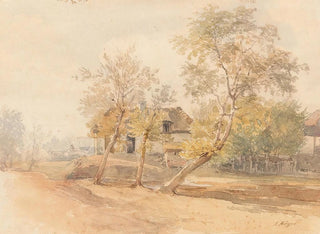 a group of trees near a farm - Josef Höger — artwork view