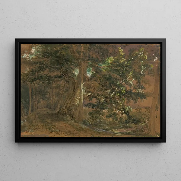 Interior forest painting near Lundenburg - Josef Höger — framed artwork on a wall