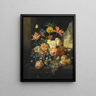 Josef Holstayn - Still life with tulips roses and fruit.webp
