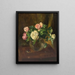 Nature morte avec des roses dans un vase en verre et deux alliances - Josef Jungwirth — framed artwork on a wall