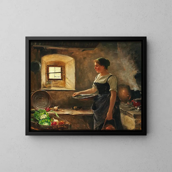 A rustic kitchen - Josef Kinzel — framed artwork on a wall