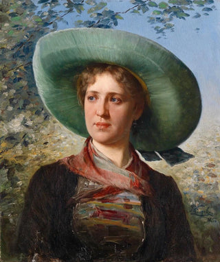Josef Kinzel - Portrait einer jungen Frau in Tracht.webp