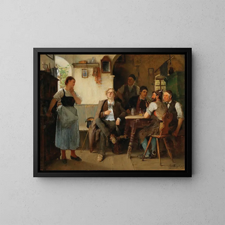 La visite des étudiants - Josef Kinzel — framed artwork on a wall