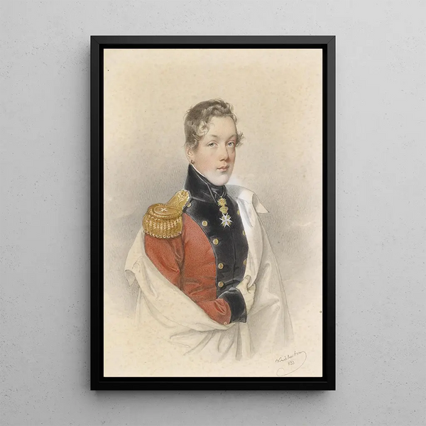 Portrait of an Austrian prince - Josef Kriehuber — framed artwork on a wall