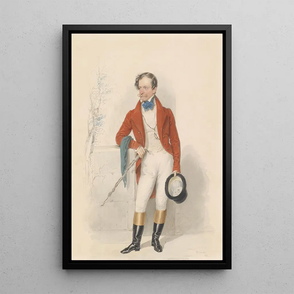 Man in riding suit - Josef Kriehuber — framed artwork on a wall