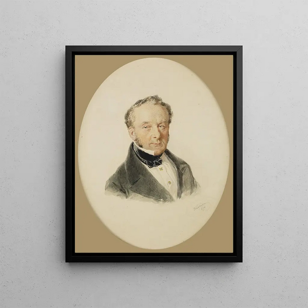 Portrait of a Man - Josef Kriehuber — framed artwork on a wall