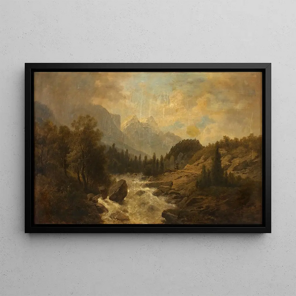Forest Landscape Painting - Josef Kriehuber — framed artwork on a wall
