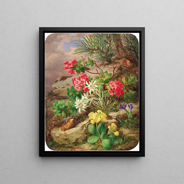 Flowers of the Alps - Josef Lauer — framed artwork on a wall