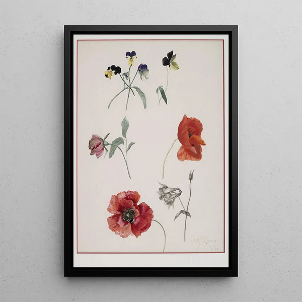 Flower Painting - Josef Lauer — framed artwork on a wall