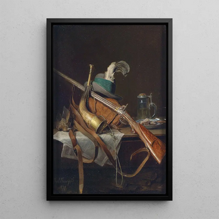 Hunting Still Life Painting in Aussee - Josef Mansfeld — framed artwork on a wall