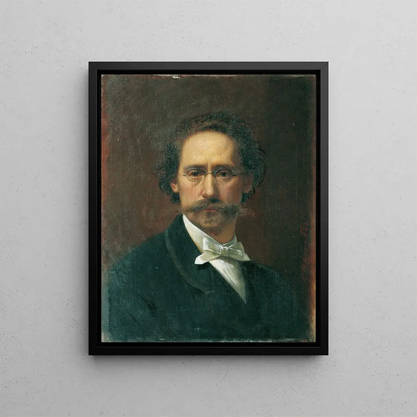 Self-portrait Painting - Josef Matthias Aigner — framed artwork on a wall