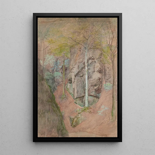 Landscape with Trees at Hruboskalsko - Josef Mánes — framed artwork on a wall