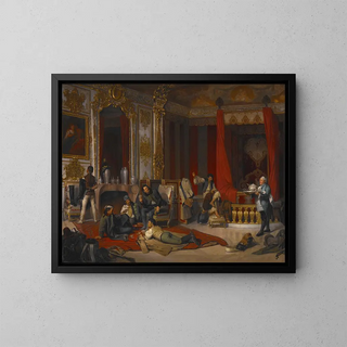 a military bivouac in a royal palace - Josef Munsch — framed artwork on a wall