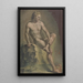 Nude painting of a man sitting on a stone looking to the right - Josef Neher — framed artwork on a wall