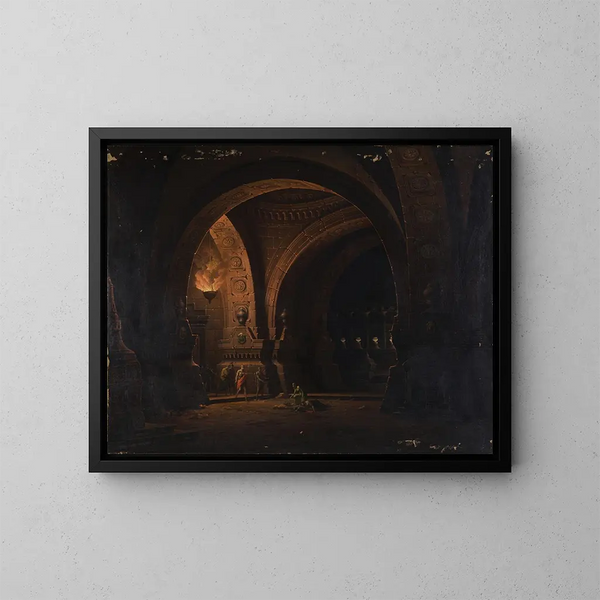 Octave discovers Cleopatra near the body of Antony - Josef Platzer — framed artwork on a wall