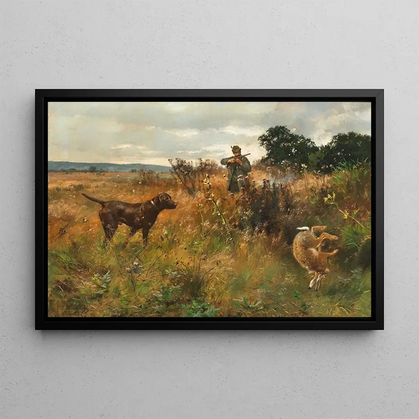 A rabbit hunt - Josef Schmitzberger — framed artwork on a wall