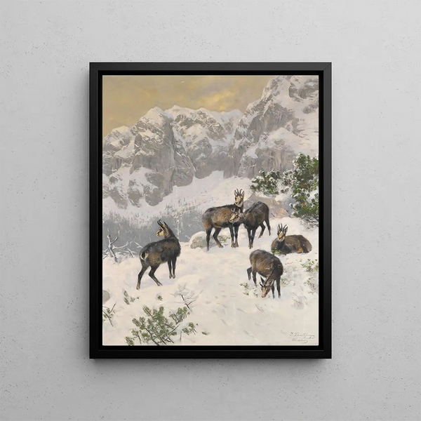 Gämse en hiver - Josef Schmitzberger — framed artwork on a wall