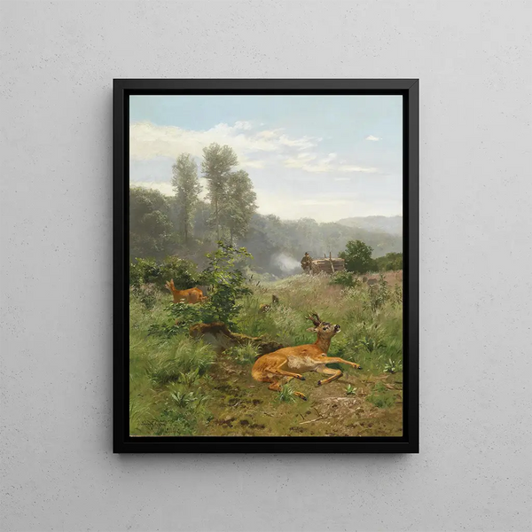 Hunting the Red Deer - Josef Schmitzberger — framed artwork on a wall