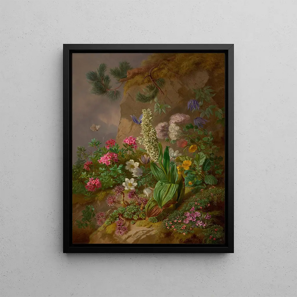 Flowers of the Alps - Josef Schuster — framed artwork on a wall