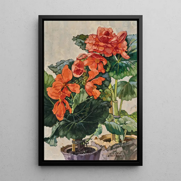 Orange Begonias Painting - Josef Stoitzner — framed artwork on a wall
