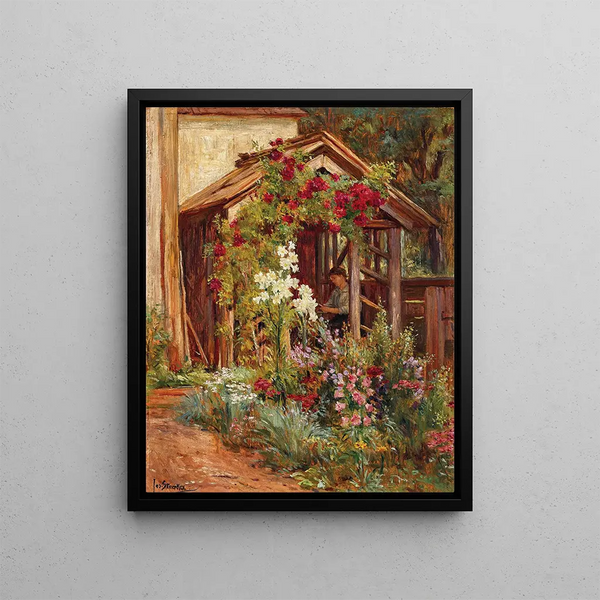 A rustic flower garden - Josef Straka — framed artwork on a wall