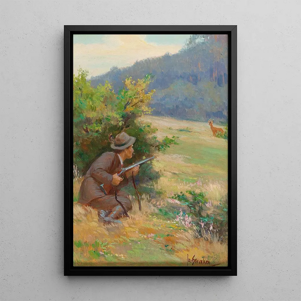 À la chasse - Josef Straka — framed artwork on a wall