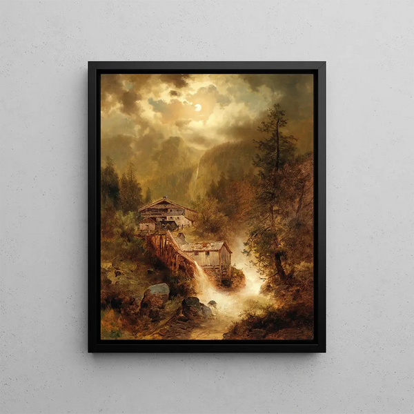 Storm imminent in high mountain - Josef Thoma — framed artwork on a wall