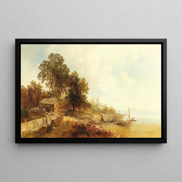 View of Frauenchiemsee - Josef Thoma — framed artwork on a wall