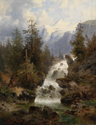 Josef Thoma - Jger am Wasserfall.webp