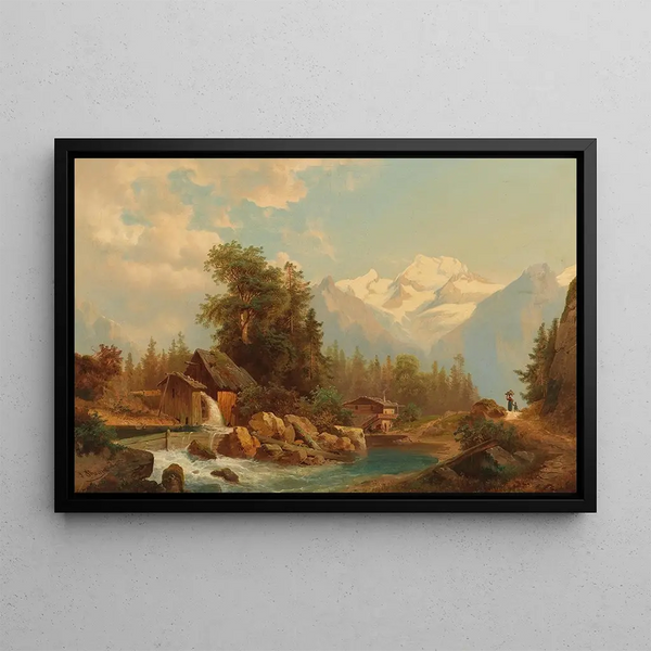 Mountain Stream Mill - Josef Thoma — framed artwork on a wall