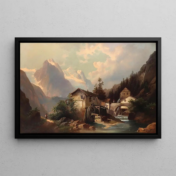 Mill in the mountain - Josef Thoma — framed artwork on a wall