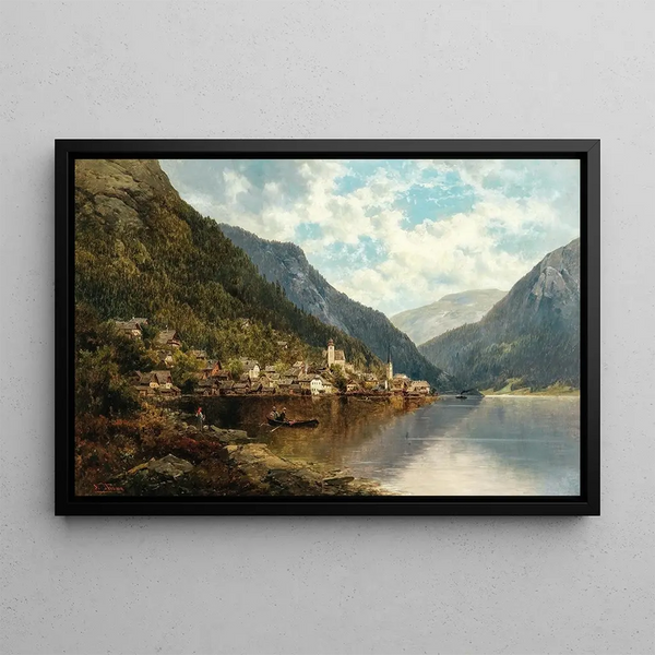 View of Hallstatt - Josef Thoma — framed artwork on a wall