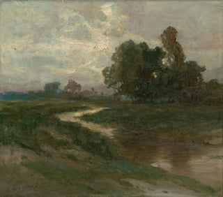 Night landscape with a stream - Josef Ullmann — artwork view