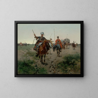 La Caravane - Josef von Brandt — framed artwork on a wall