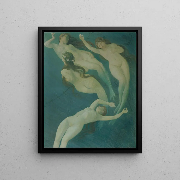 Water Nymphs - Josef Wawra — framed artwork on a wall