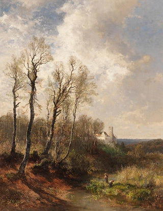 Josef Wenglein - Kinder am Isarhochufer mit Blick auf Burg Grnwald.webp