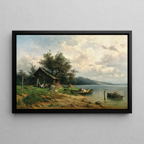 A scene on a lake - Josef Willroider — framed artwork on a wall