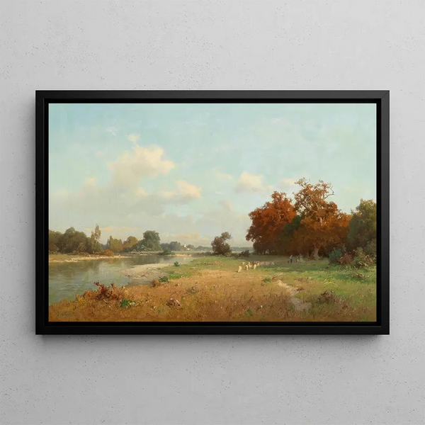 Landscape with Sheep - Josef Willroider — framed artwork on a wall