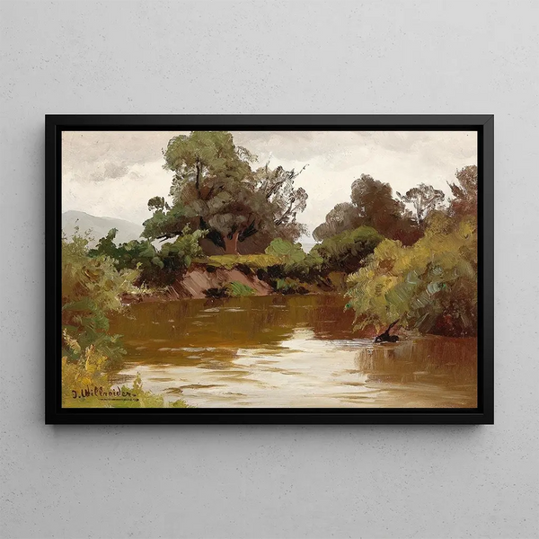River landscape painting - Josef Willroider — framed artwork on a wall
