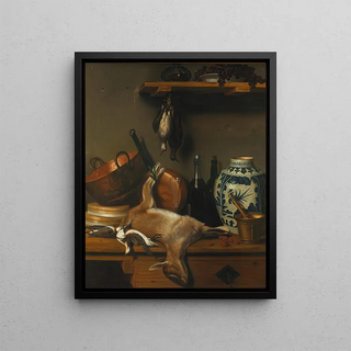 Josefa San Romn - Bodegn Con Cabrito Cazos De Cobre Jarrn De Talavera Y Chichicuilotes.webp