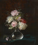 a bouquet of flowers in a glass vase reflecting the artist's workshop window - Joseph Eugène Gilbault — artwork view