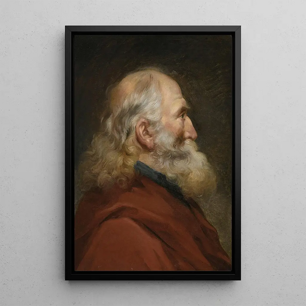 Study of a Bearded Man's Head - Joseph Marie Vien — framed artwork on a wall