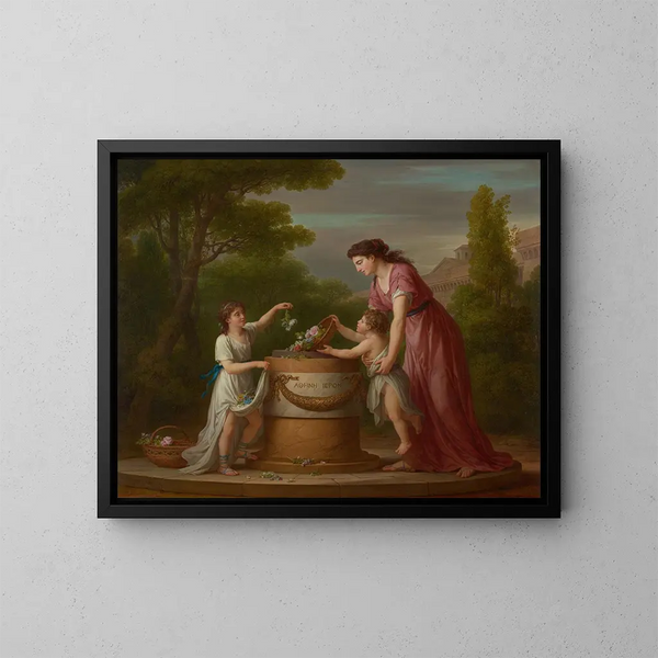 The Sacrifice to Minerva - Joseph Marie Vien — framed artwork on a wall