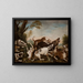 Hunting scene: dogs attacking a boar - Joseph Anton Harzath — framed artwork on a wall