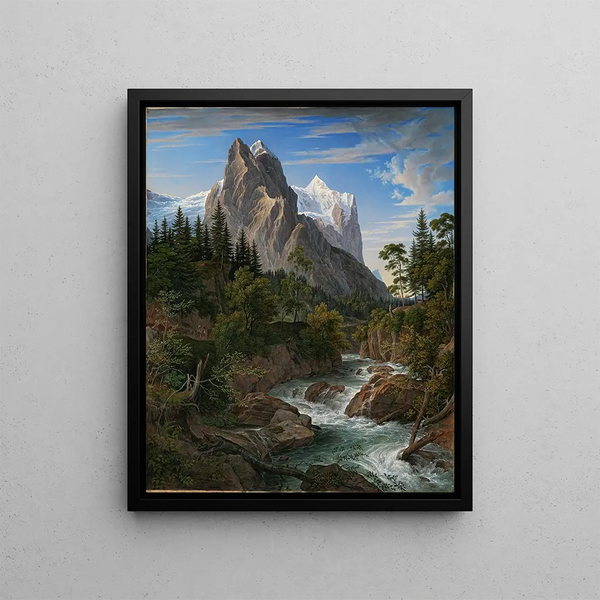 Le Wetterhorn with the Reichenbachtal - Joseph Anton Koch — framed artwork on a wall