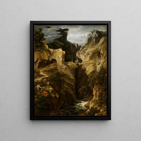 La Via Mala dans les Grisons - Joseph Anton Koch — framed artwork on a wall