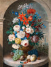 a still life of flowers in the style of 17th-century Dutch artists The Saint-Étienne Cathedral in the distance - Joseph August Satory — artwork view