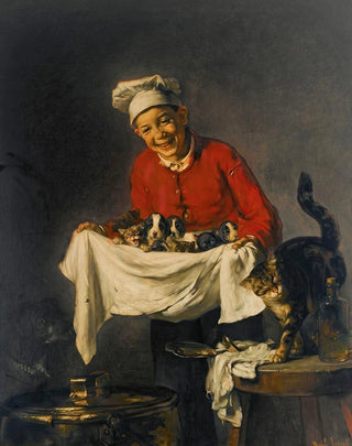 Joseph Bail - Jeune Commis Avec Chiots Et Chatons.webp