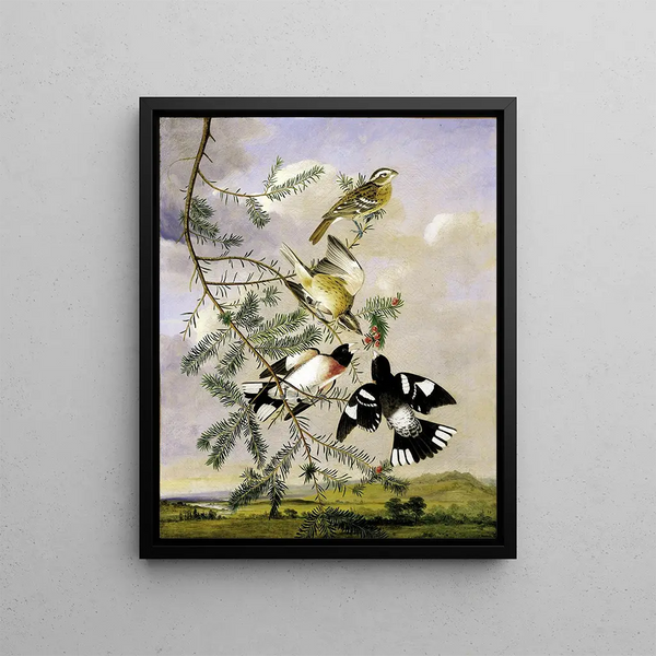 Cardinal painting with pink breast - Joseph Bartholomew Kidd — framed artwork on a wall