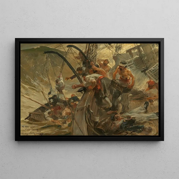 Loading of Pirates - Joseph Christian Leyendecker — framed artwork on a wall